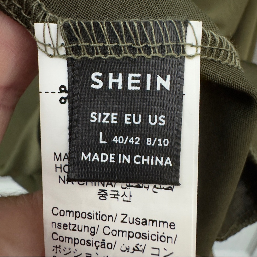 Sheer Mesh Overlay Tunic Dress Shein Women’s Size L Olive - Picture 6 of 9